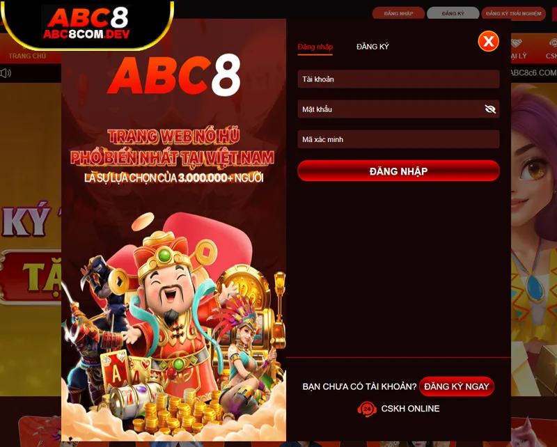 Những thông tin đăng nhập ABC8 