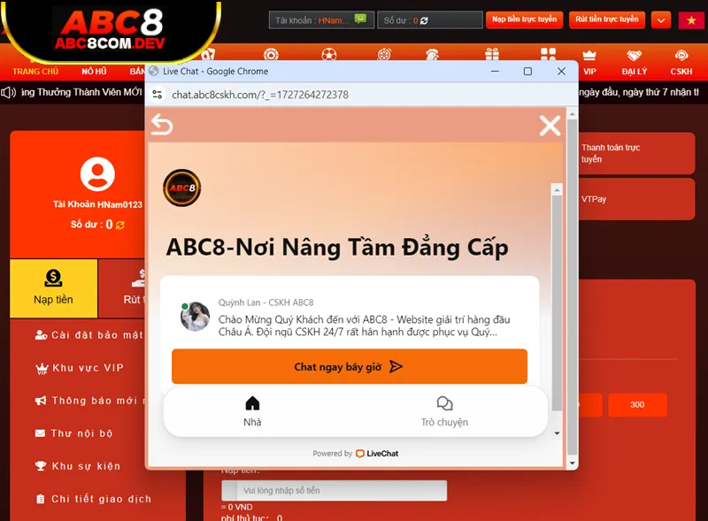 Làm gì khi quên mật khẩu ABC8