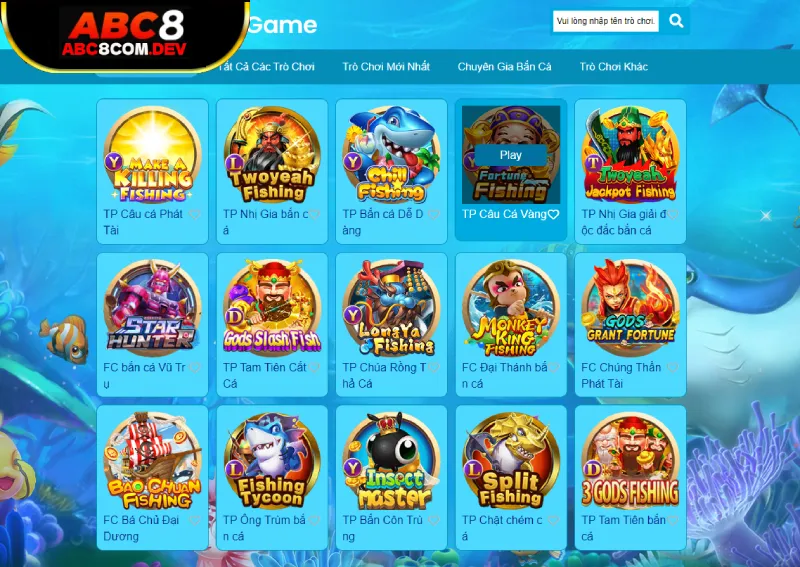 Số lượng đầu game Bắn cá ABC8